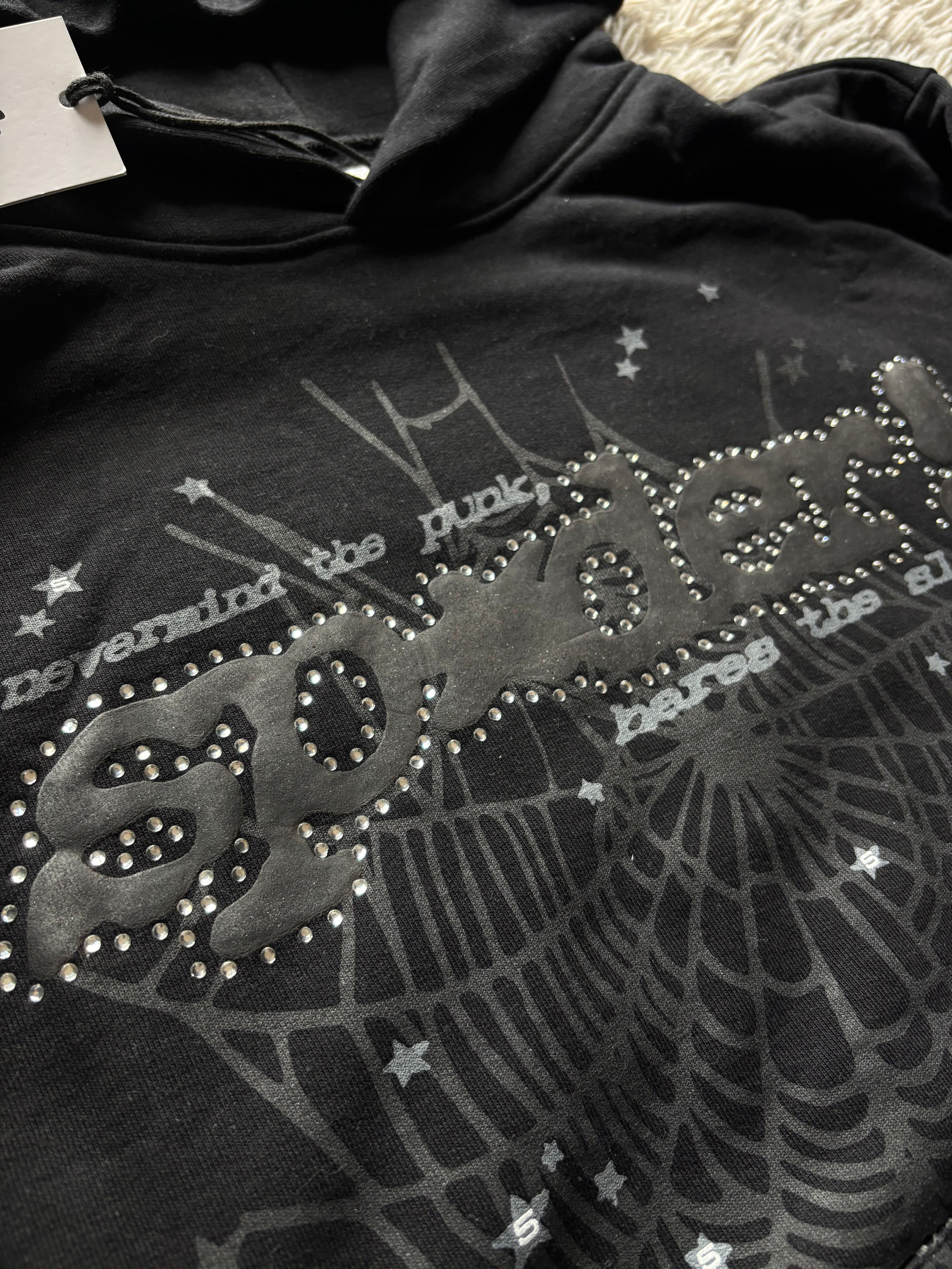 Sp5der! rhinestone hoodie